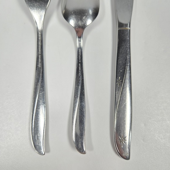 Vintage Oneida Community CHILD size Twin Star Fork Spoon Knife Atomic Starburst - Picture 4 of 4